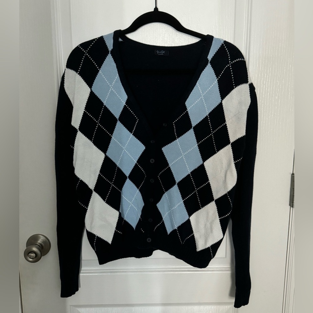 Navy Plaid John Galt Cardigan (one size)